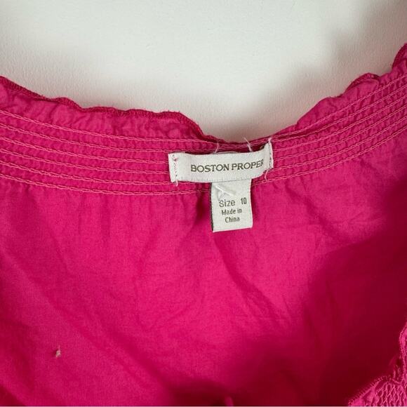 Boston Proper Blouse with Ruffled Elastic Short Sleeves and Embroidery ~ 10 - Picture 7 of 13